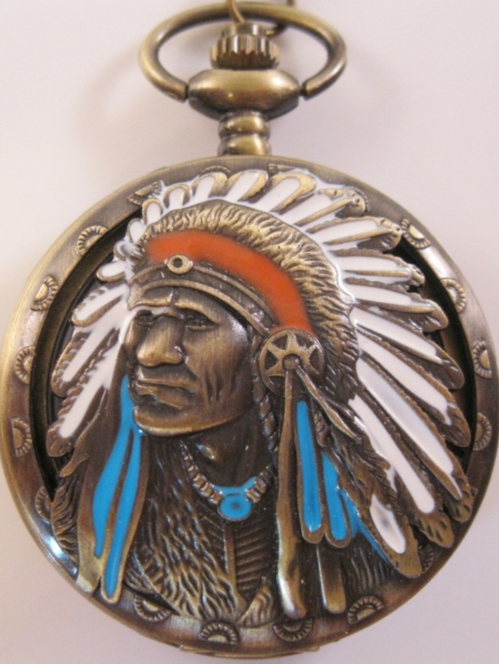Native American Chief Quartz pocket watch See Both Choices Available